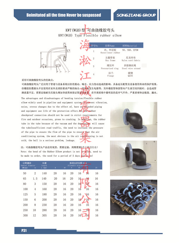 kWT（WGD）型可曲撓90度橡膠彎頭、生產廠家