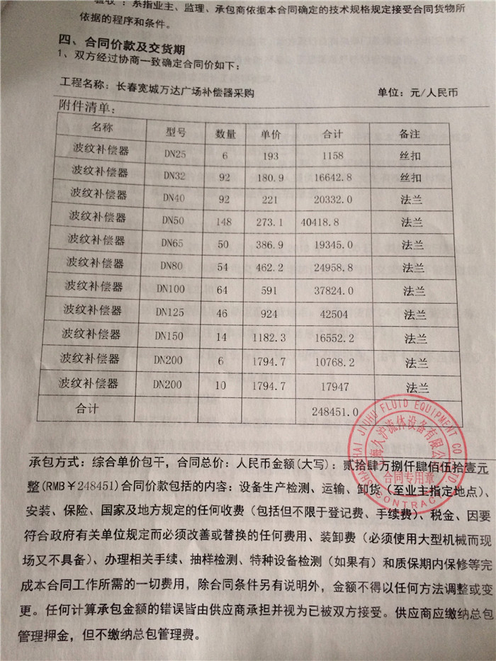 長春寬城萬達(dá)廣場采用上海淞江波紋補(bǔ)償器