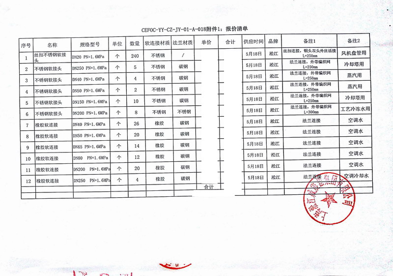 【常州健亞重組蛋白質藥物*期項目】金屬軟管合同發(fā)票案例